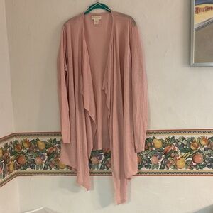 Cynthia Rowley Woman Linen Blend Open Front Cardigan, Size 2X, Pink, NWT